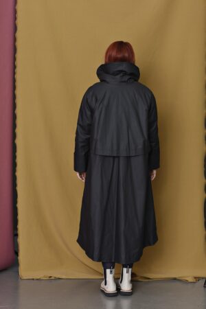 Black raincoat with long zipper