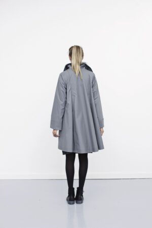 Light grey raincoat with pleats in the back