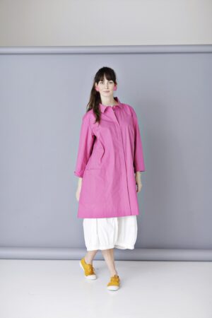 Tunika/lang pink skjorte i økologisk bomuld