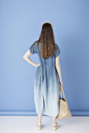 Light blue hand-dyed silk dress from Privatsachen
