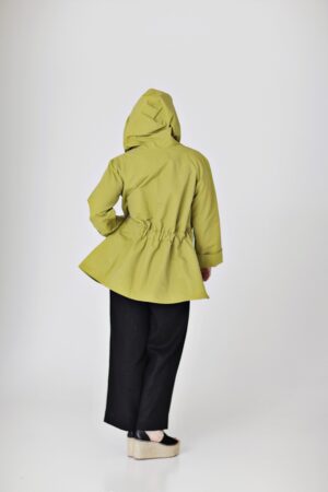 Lime jacket with asymmetric zipper