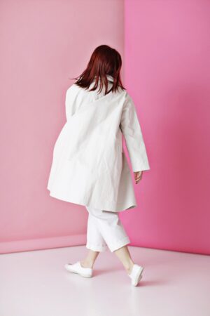 Offwhite raincoat in coated linen