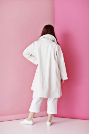 Offwhite raincoat in coated linen