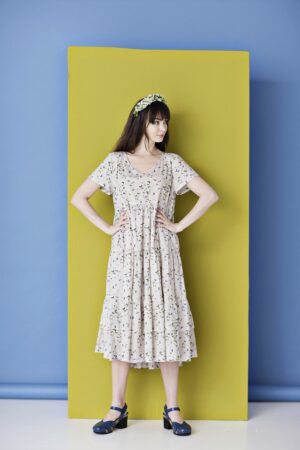 Dress with ruffles with butterfly print