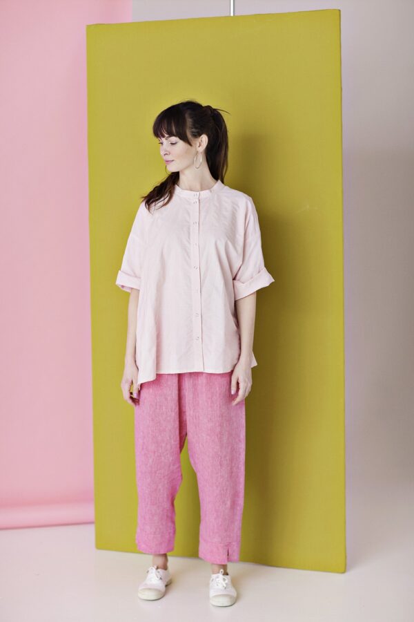 Fed lys rosa oversize skjorte med A-silhuet