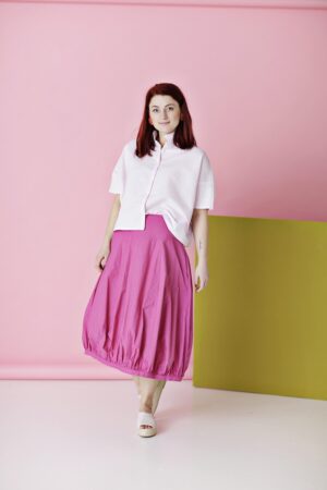 Long pink skirt in ecological cotton
