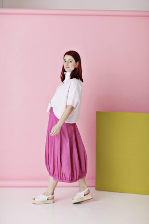Long pink skirt in ecological cotton