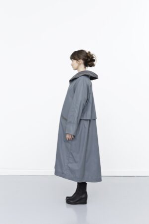 Grey coat with long zipper