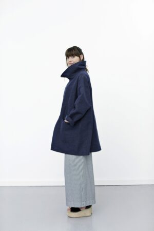 Mc720b-blå frakke-forårsfrakke-blue coat-zipper