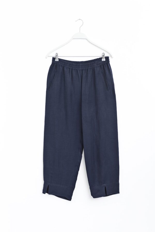 Blue trousers in cupro/linen