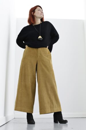 Gule brede 1970'er inspirerede fløjlsbukser