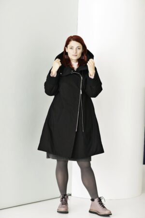 Black fitted coat with hood