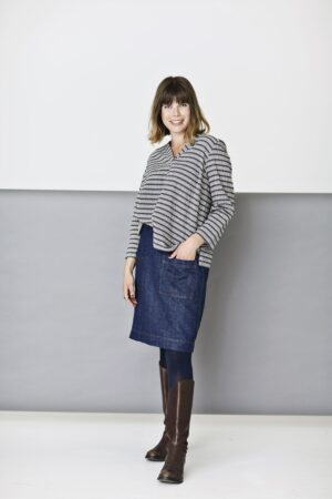 Simple skirt with pockets in hemp and organic cotton