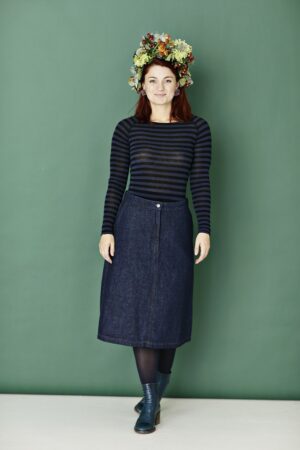Midi length skirt in hemp and organic cotton