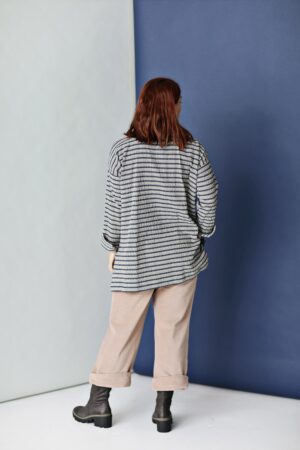 Blue/grey checkered long shirt in cotton