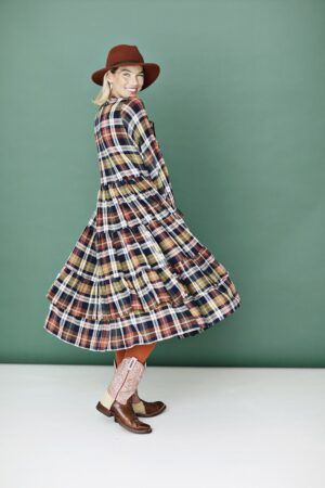Multicoloured checkered ruffle dress