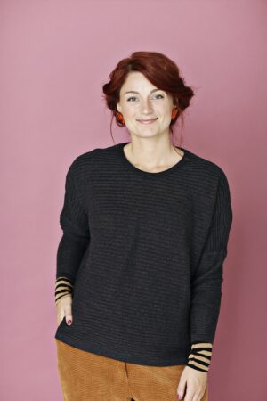 Grey oversize knitted blouse from Muse Knitwear