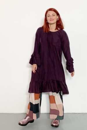 Dark purple silk dress with ruffles from Privatsachen