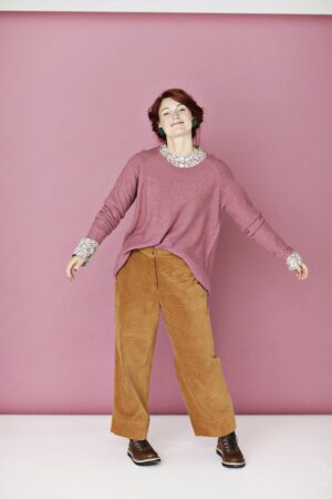 Pink knitted blouse with long sleeves from Mansted
