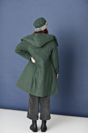 Bottle green fitted coat with hood