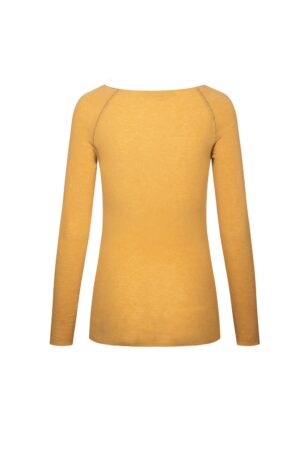 "Amalie" - Gylden farvet langærmet bluse i uld/viskose