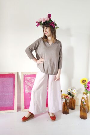 Grey Summer blouse in hemp/linen from Mansted