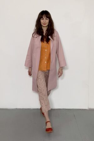 Rose colored coat with pleats