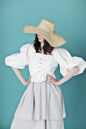 White shirt blouse with puffed sleeves