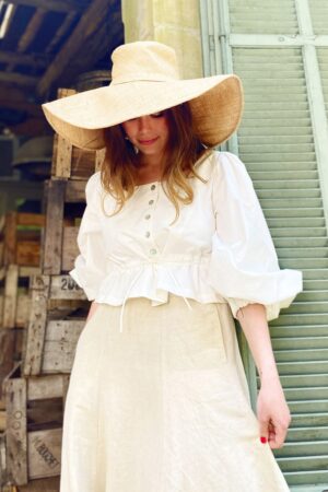 White shirt blouse with puffed sleeves