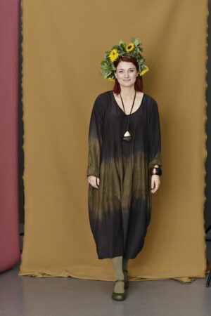 Long sleeve hand-dyed silk dress from Privatsachen