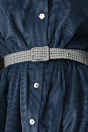 Belt in grey checkered cotton