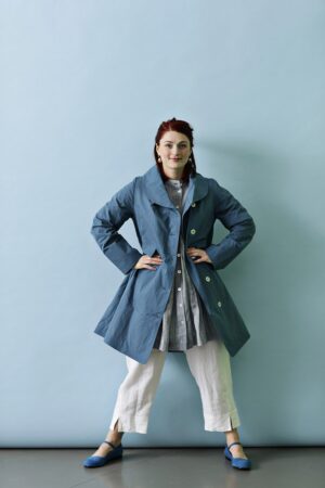 Blue spring coat with buttons