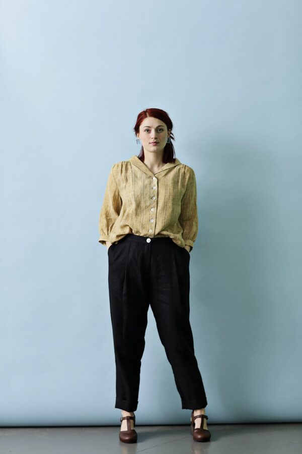 mc842j-ba-black linen trousers for women-mcverdi-sorte hørbukser