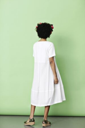 Long, white dress in cotton