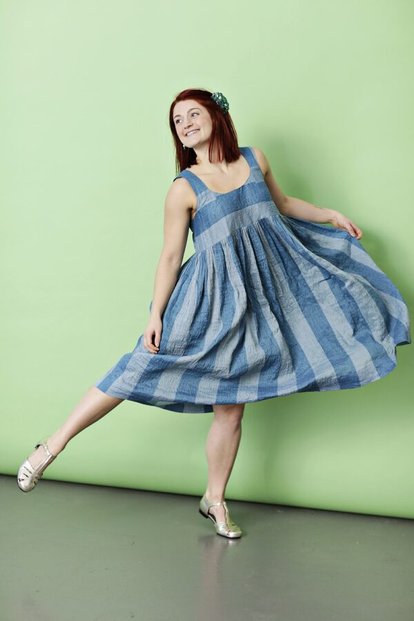 Pretty spencer dress with blue stripes
