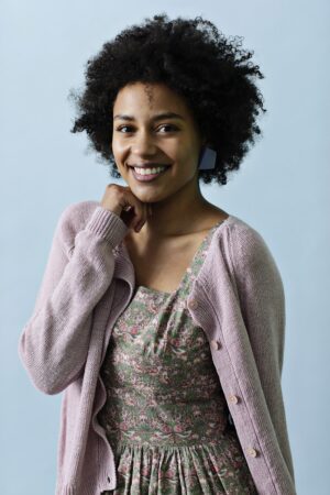 Linen cardigan in rose from Mansted