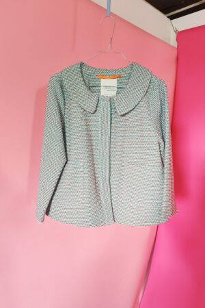 Turquoise jacket in jacquard-woven cotton quality