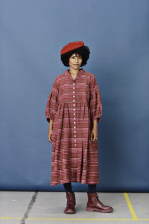 mc869d-red-button dress-mcverdi-skjortekjole-ternet kjole