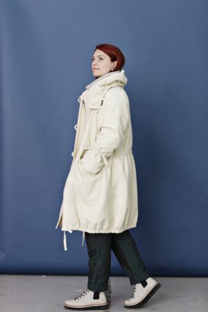 White winter coat with buttons