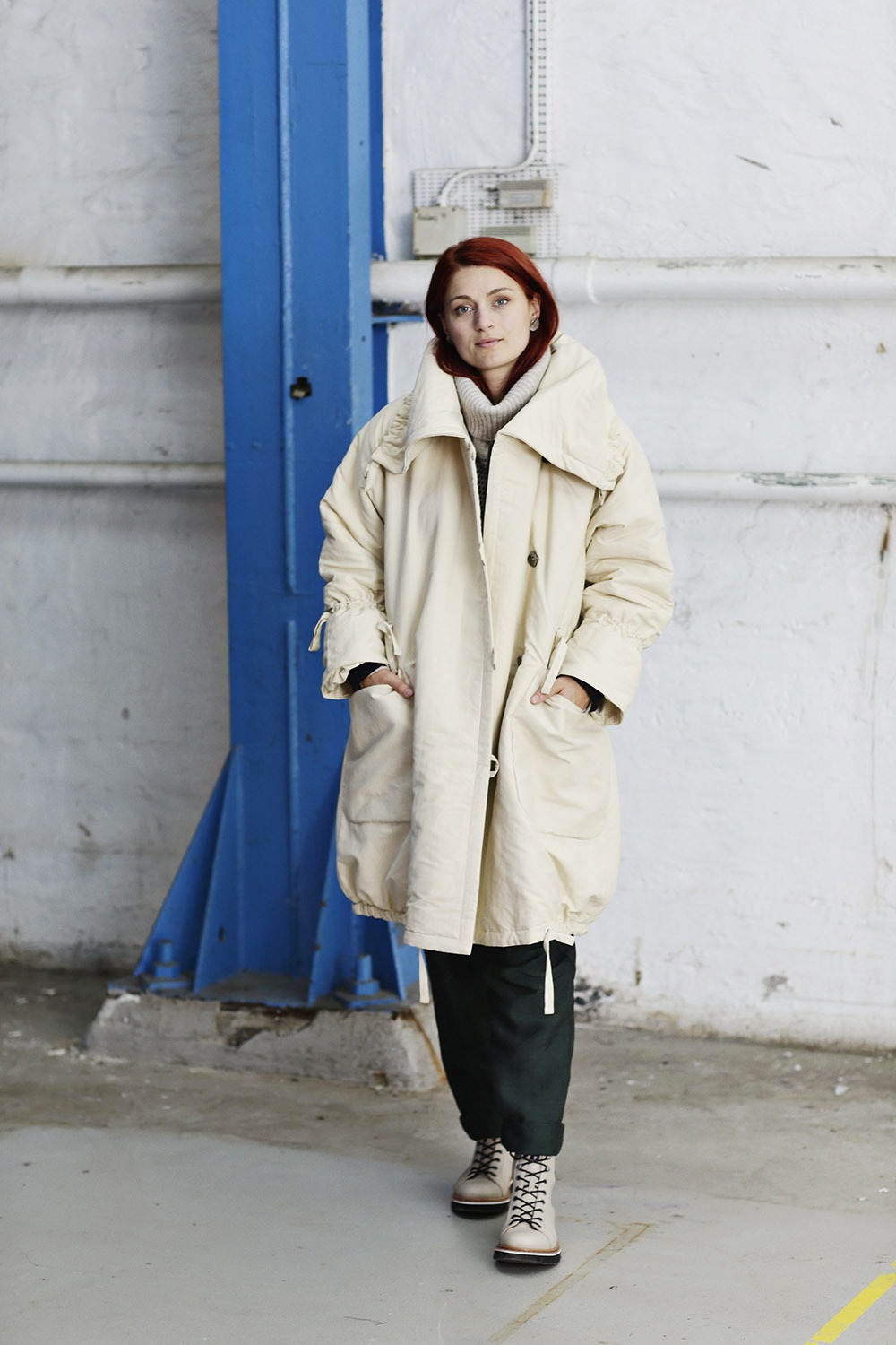 Assimilate høj flicker hvid vinterfrakke | mcverdi frakke | varm jakke med knapper | kvinder