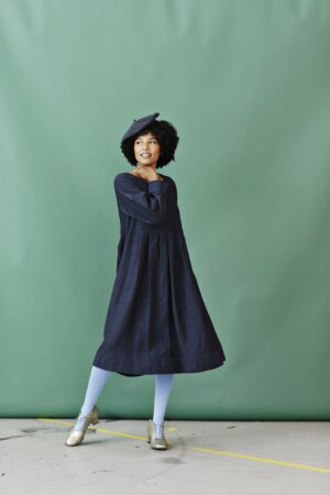 Dark blue McVERDI dress with pleats