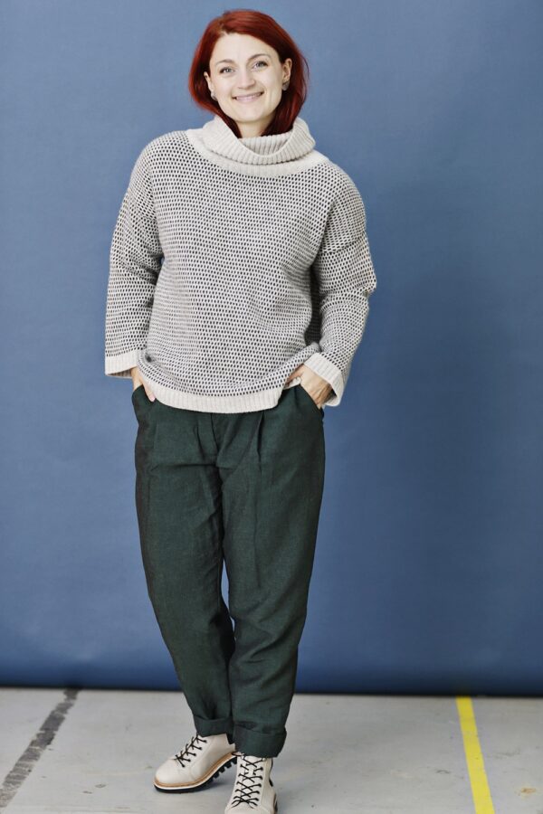 Dot-patterned high-neck knit in lambswool from Gai + Lisva