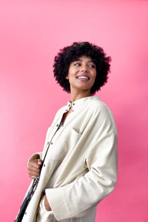 White Corduroy Jacket/shirt with an A-silhouette
