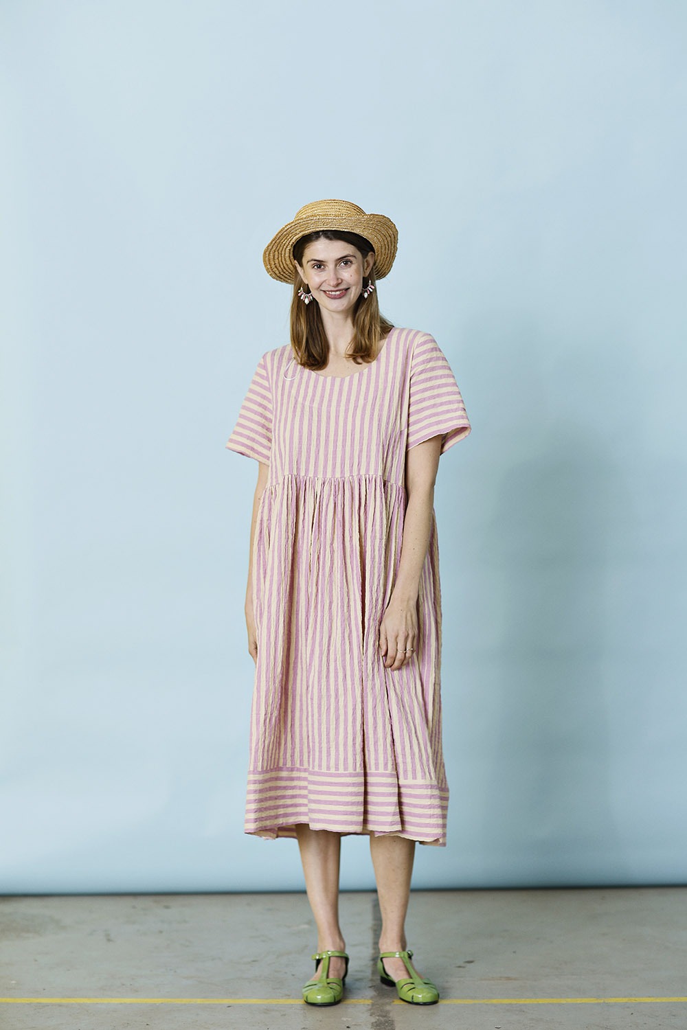 Autonomi Tilmeld stå rosa stribet sommerkjole | lang kjole | eu produktion | McVERDI