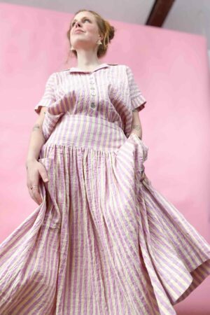 Pink striped 2-in-1 skirt / dress