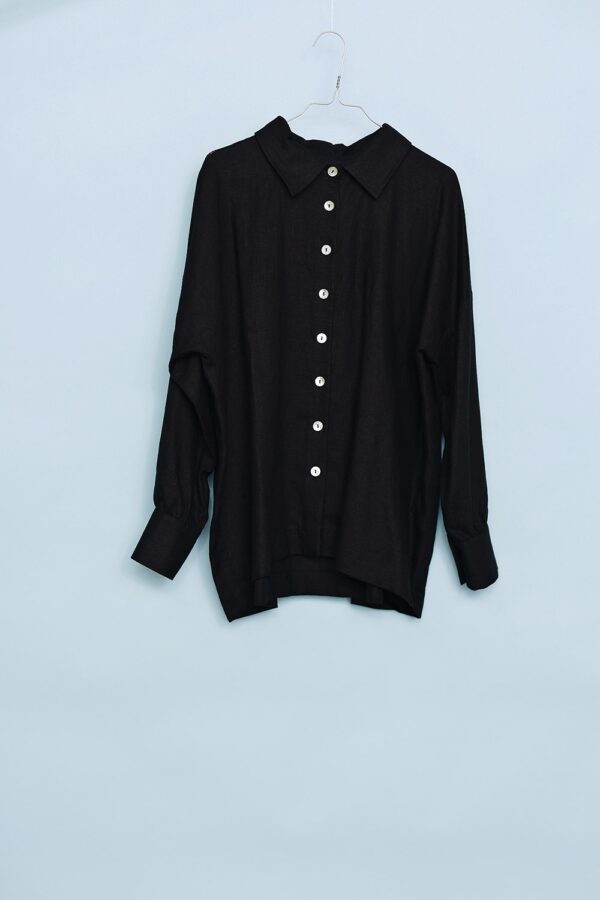 mc882b-sort skjorte-hør-mcverdi-black linen shirt