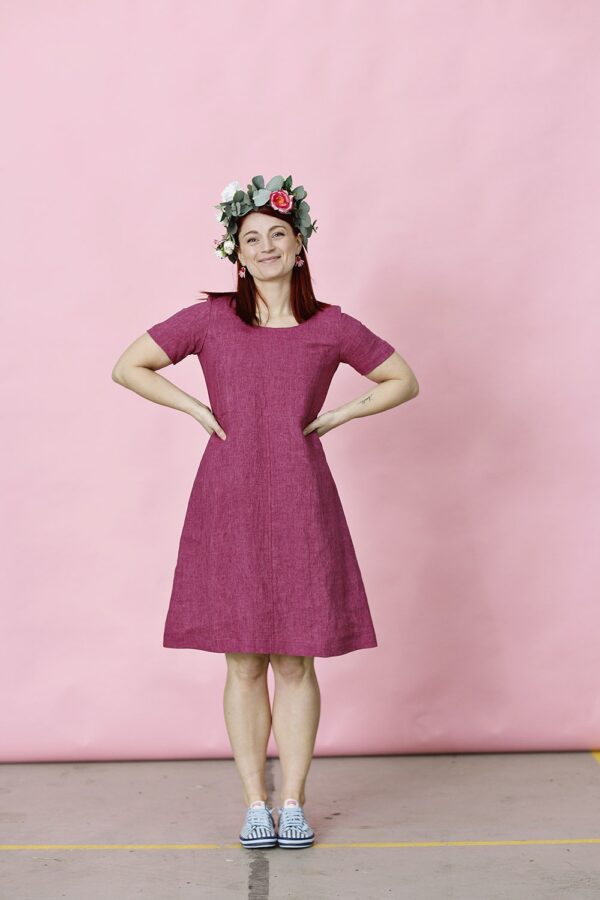 mc882e-pink-hørkjole-linen dress-mcverdi-italian fabric-4