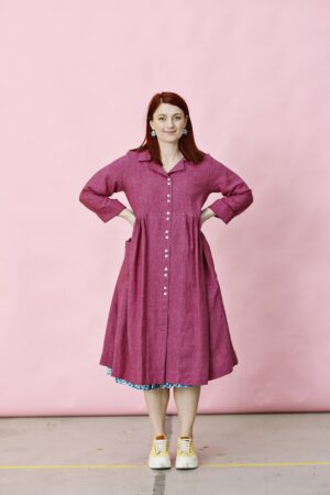 mc882g-pink-mcverdi-hørkjole-linen dress buttons-14