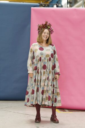 Ruffle dress with Viola Brun print