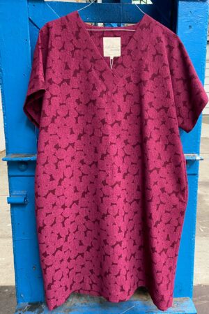 Pink loose tunic dress with print